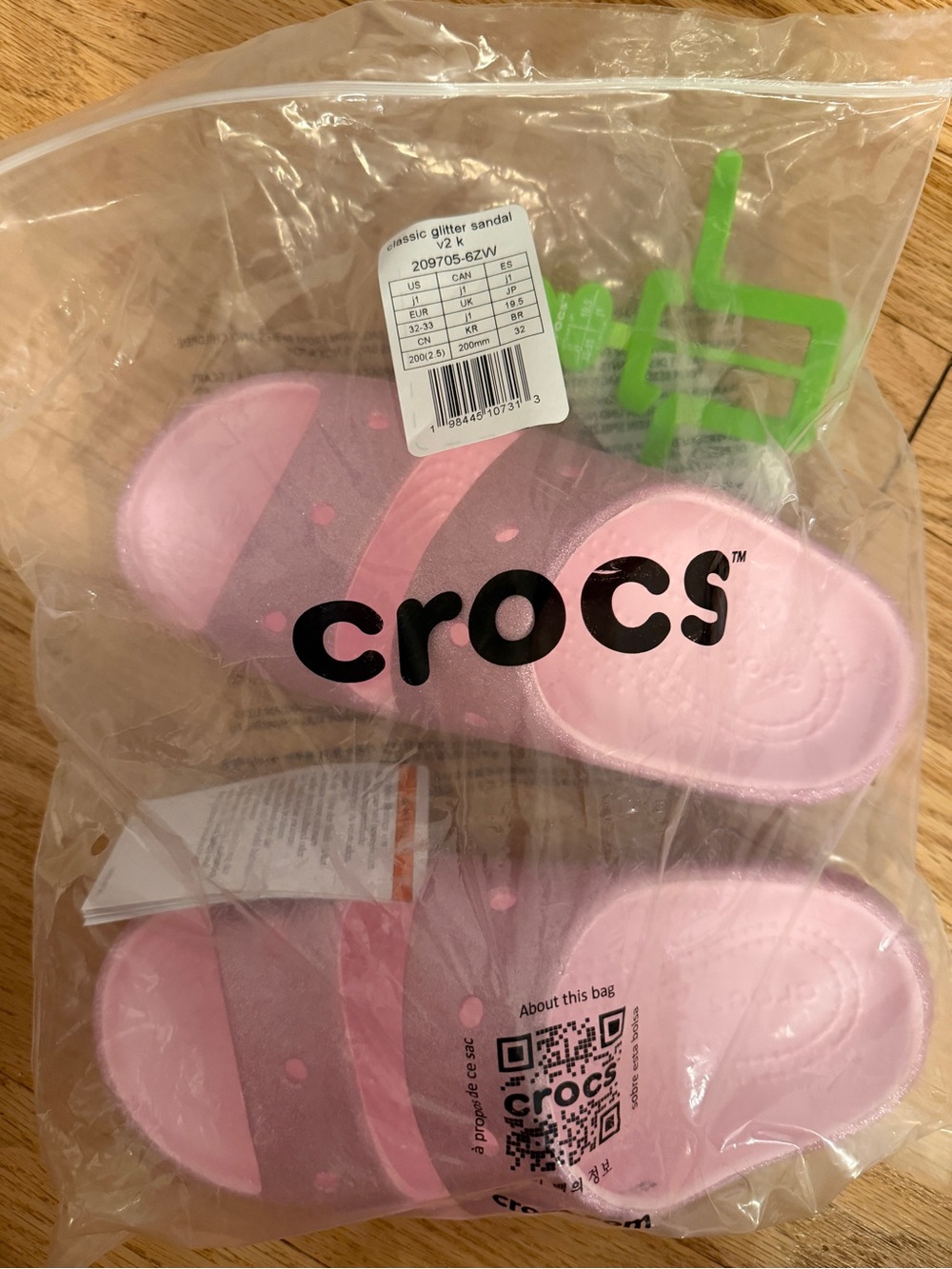 CROCS Sparkle Pink Slide Sandals